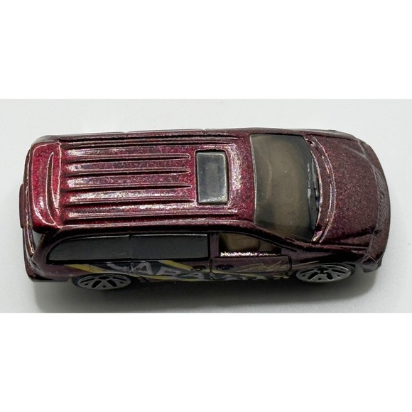 HOT WHEELS DODGE CARAVAN MAROON 1:64 DIECAST 3" VAN W/ YELLOW WHITE & BLACK 1997 - Picture 5 of 6